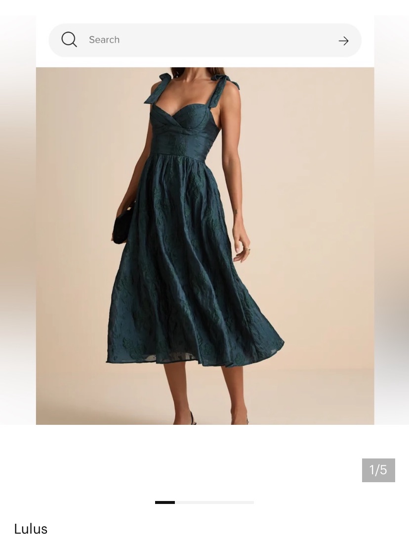 Lulu's Dark Teal Midi Dress With Tie Shoulder Straps